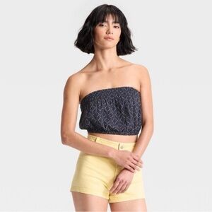 Universal Thread Women's Crinkle Gauze Tube Top - Navy Blue small nwt